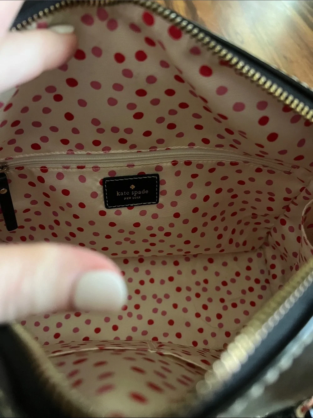 kate spade Black Leather Dome Crossbody with Gold Hardware